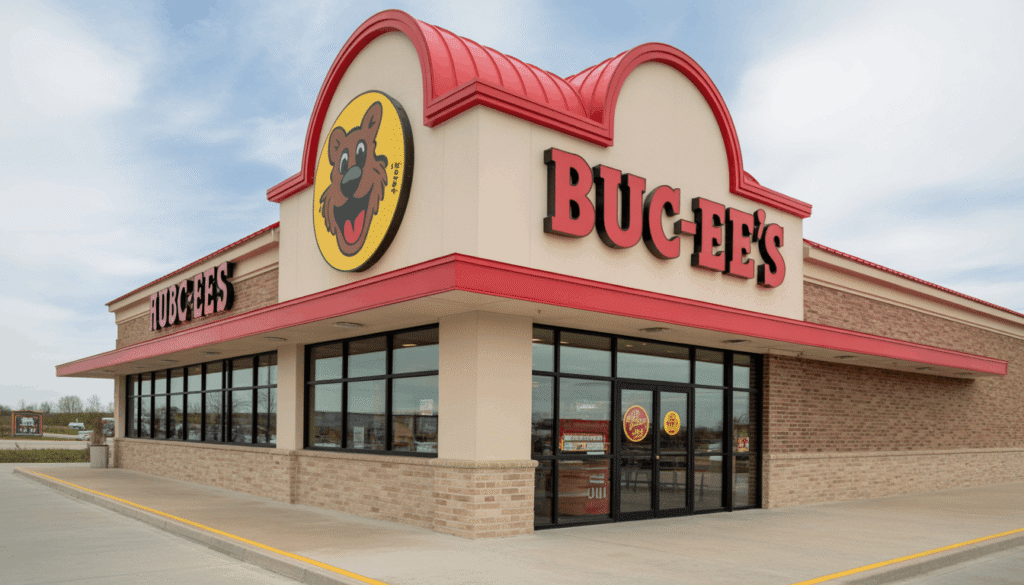 Crowds line up at the grand opening of Ohio’s first Buc-ee’s travel center in Huber Heights on April 6, 2026, featuring 108 fuel pumps and the iconic beaver logo