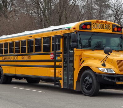 Yellow all-electric school buses from Cleveland Metropolitan School District roll out on their first routes April 6 2026 marking Ohio’s launch of the nation’s largest zero-emission electric school bus fleet for cleaner student transportation